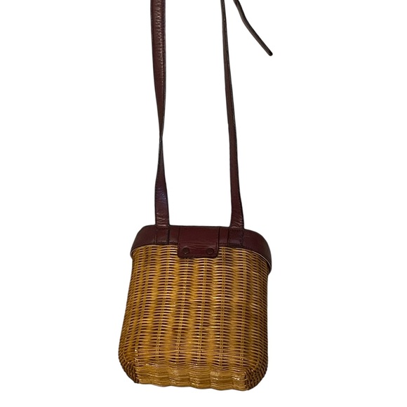 Vintage Etienne Aigner Wicker and Leather Crossbody Handbag - Picture 4 of 14